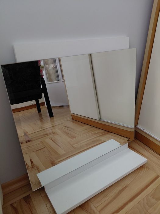 Lustro do łazienki z półką biale 60x50 cm