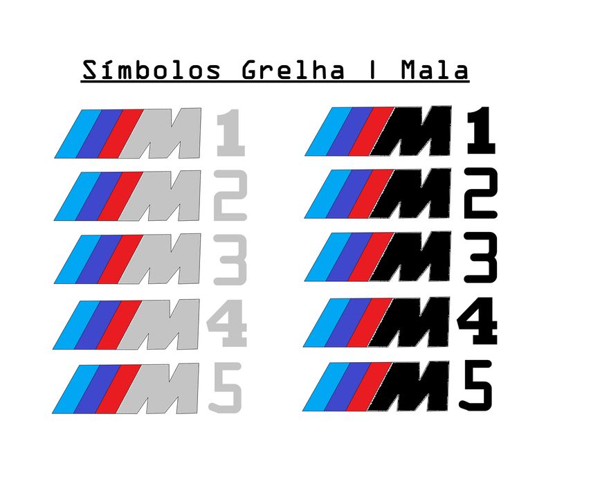 Símbolos Emblema BMW M | Mala | Capô | Centros jante | Volante | Chave