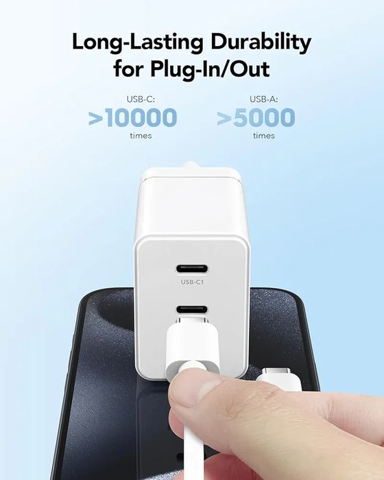 [Novo] Carregador Fast Charge 65W GaN, 2 USB C + USB A
