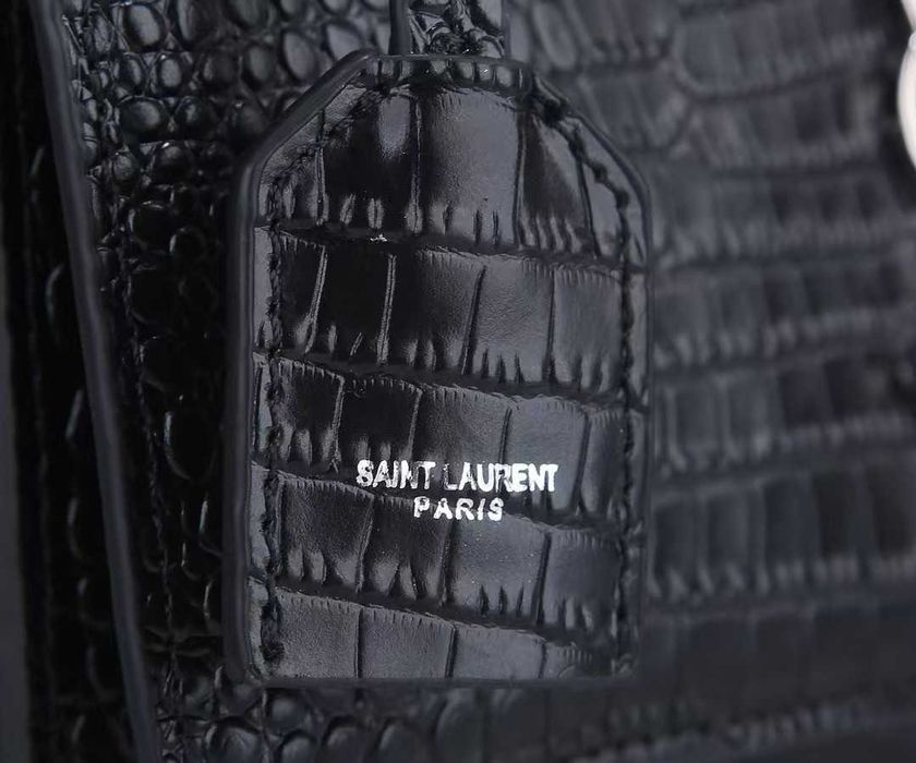 Łańcuszek z logo SAINT LAURENT z wytłoczonym wzorem krokodyla