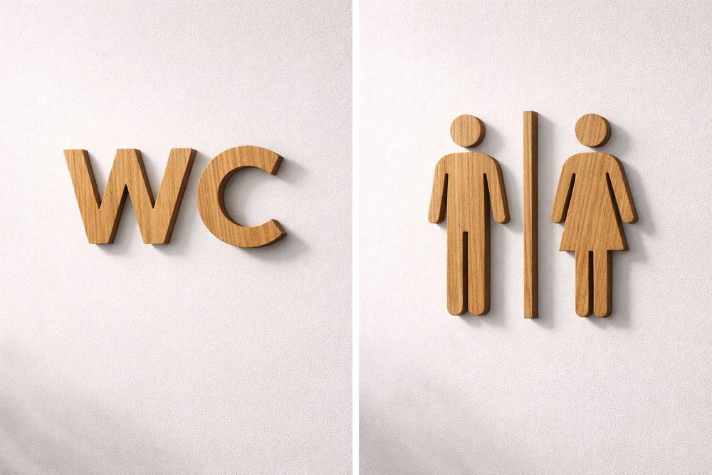 Placas e Simbolos WC para Restaurantes, Lojas, AL e Hoteis.