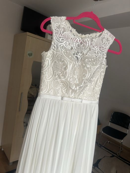 Suknia ślubna muślinowa haft S salon Demi