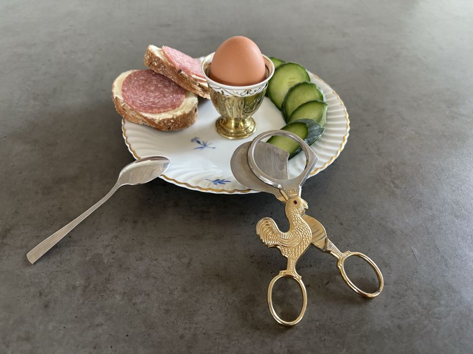 Пашотница и подставка для яиц + ножнички Германия