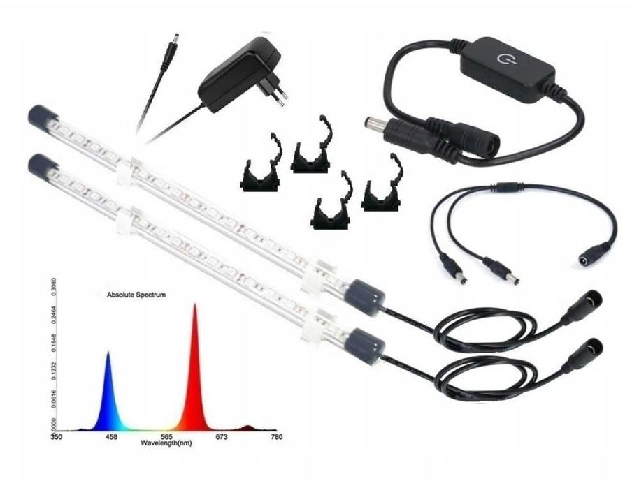 Lampa LED Grow 2×80 cm + zasilacz i uchwyty