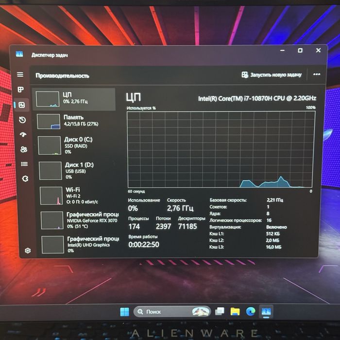 Топ! Ігровий ноутбук Alienware Rtx 3070, i7 10870, 300Hz, 16Gb, 1000Gb M2