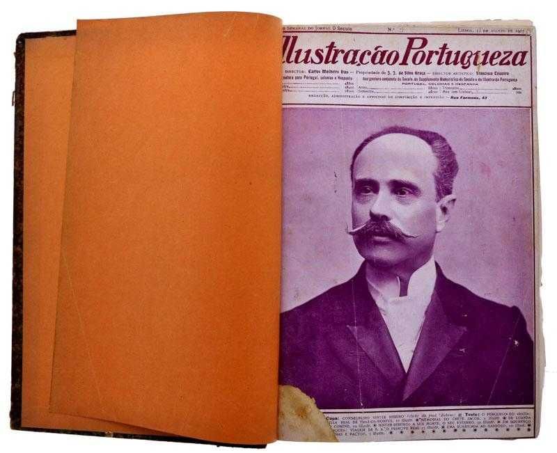 1907 a 1910  ILUSTRAÇÃO PORTUGUEZA diversos encadernados num volume