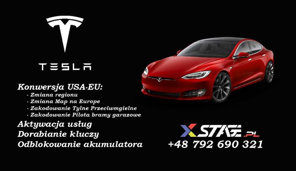 Konwersja Tesla Zmiana regionu USA-EU, Mapy Tesla Przeciwmgielne tylne