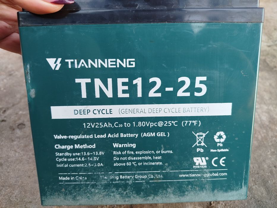 Продам акумулятори TNE12-25 для електро велосипеда Fada Idea (FDEB06LA