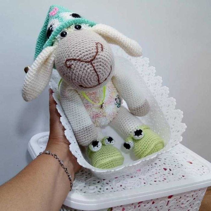 Новая вязаная Мягкая игрушка Prezzzent_ Барашек Слипик Hand Made