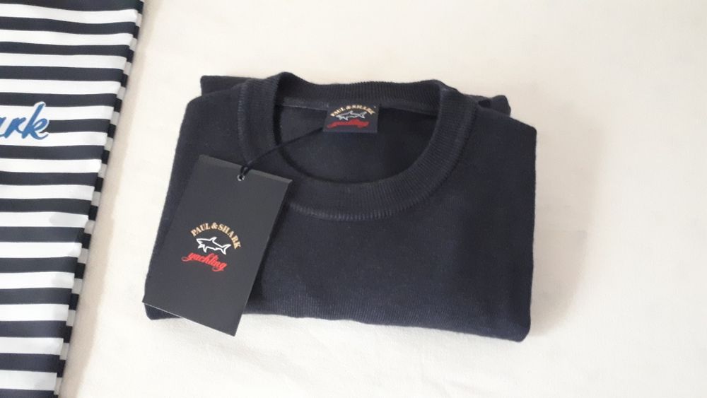 (Nova a estrear) Paul & Shark Camisola leve 100% lã azul tamanho L