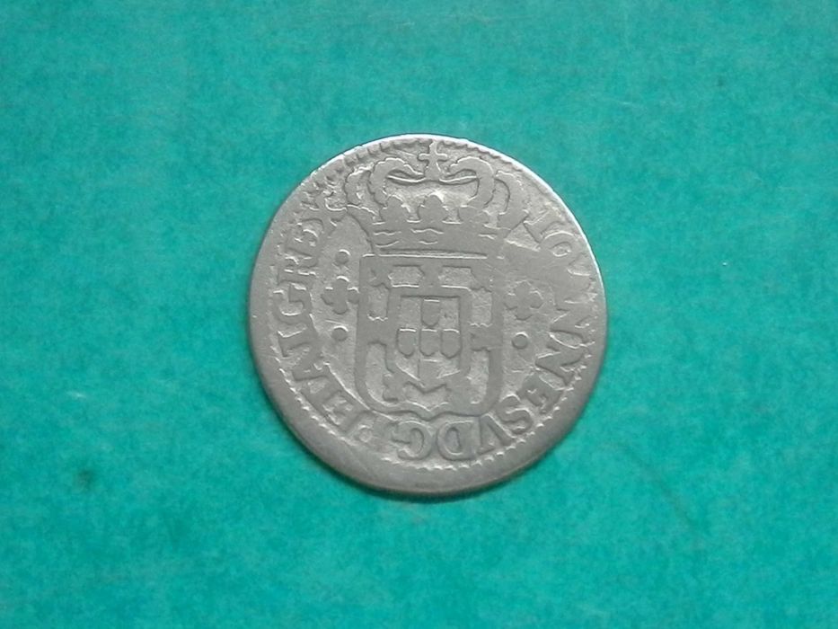 956 - João V: 3 Vinténs - 60 réis prata 17,00 mm, por 22,00