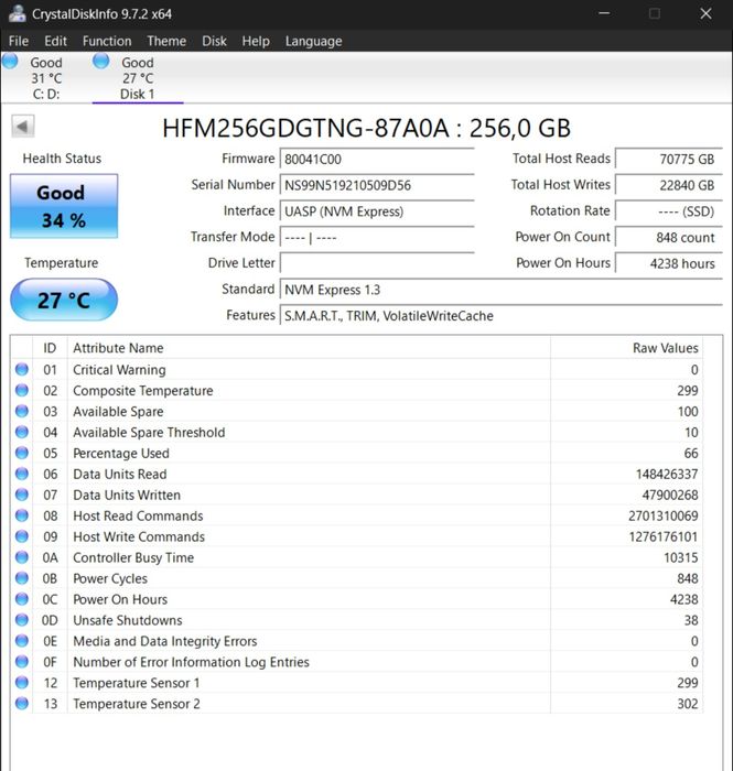 SSD nvme 256GB и HDD 1tb 2.5