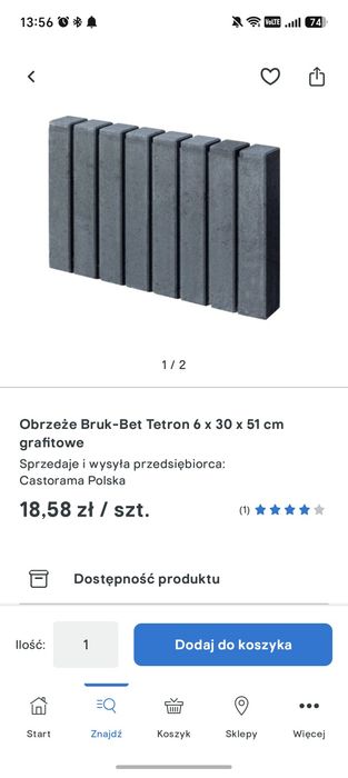 Krawężniki/obrzeża betonowe, grafitowe. Cena za całość