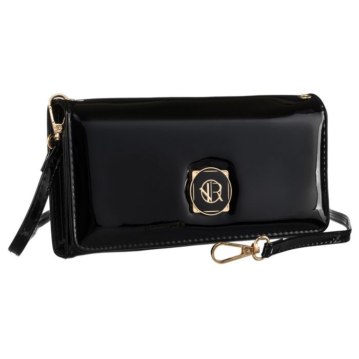 czarna, elegancka torebka 2w1 wykonana z lakierowanej