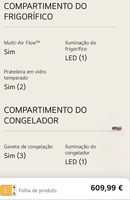 Frigorifico branco LG No Frost