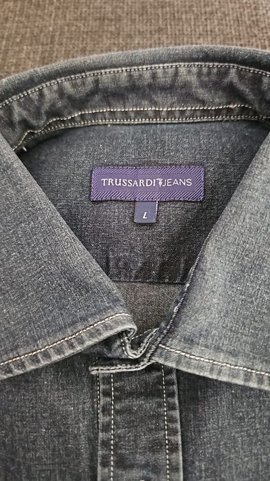 Modna, bawełniana koszula jeansowa Trussardi, o 500 zł TANIEJ!