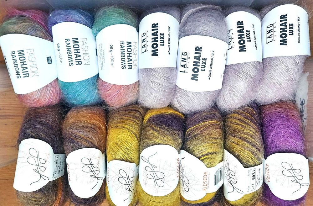 Włóczki moherowe mix, 40 motków= 1,5 kg + 200g gratis