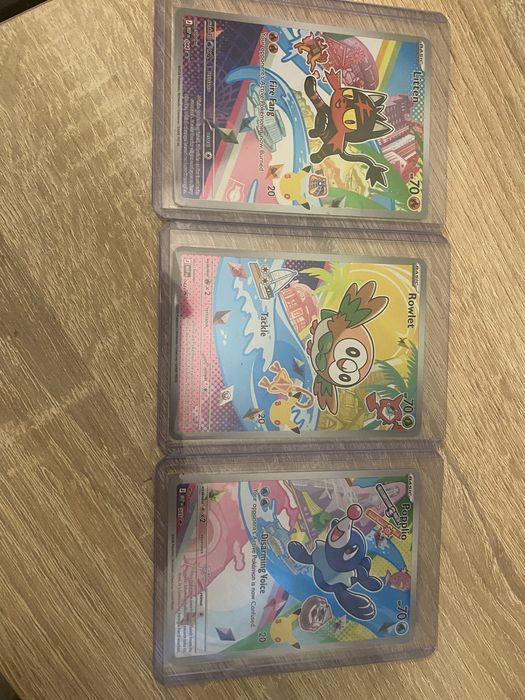 Sprzedam karty pokemon Litten, Rowlet, Popplio