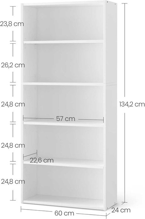 Estante branca 134,2 x 60 x 24 cm - NOVO e embalado - ENVIO GRÁTIS