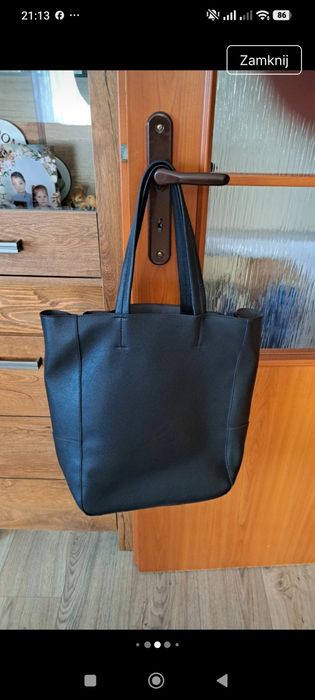 Czarna Torebka Shopperka  – CROPP – Skóra Naturalna – Stan Idealny!