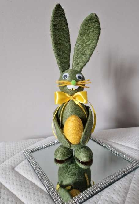 Zając wielkanocny ze sznurka święta ozdoba wielkanocna hand made