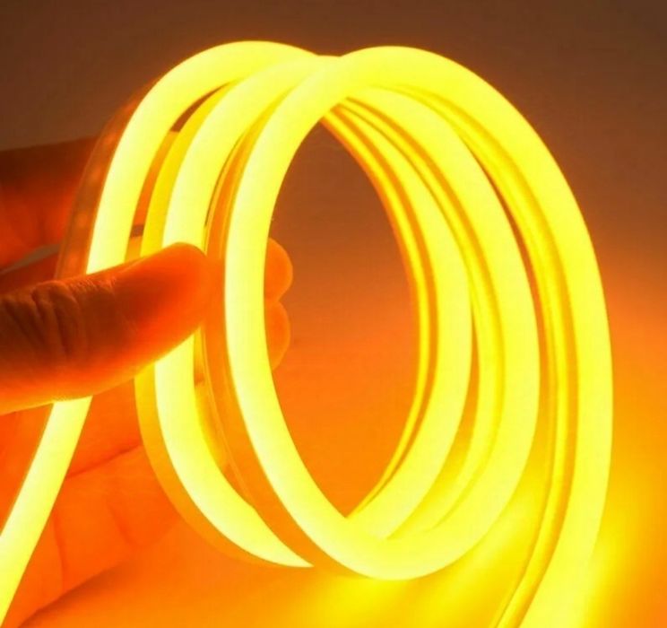 Гибкая неоновая лента LED NEON Желтая 5M, силиконовая неоновая лента н