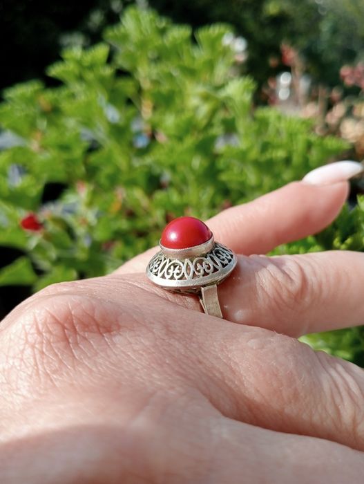 Staruszek srebro i koral