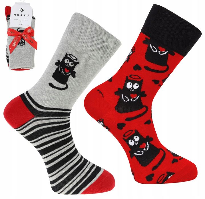 Skarpety walentynkowe męskie 39-42 koty 2 pary