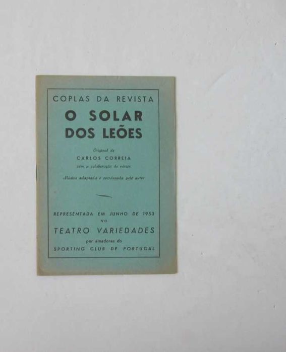 TEATRO - Coplas da Revista O SOLAR DOS LEÕES (2 livros)
