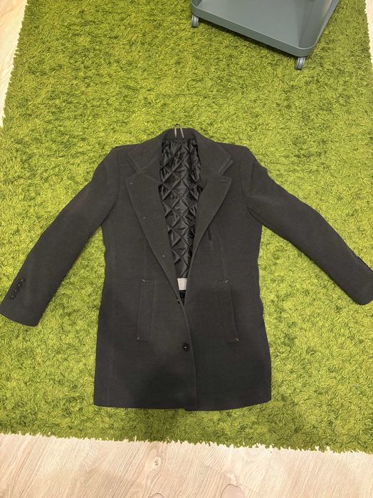 Elegancki męski płaszcz jesień/zima – grafitowy – 176/48