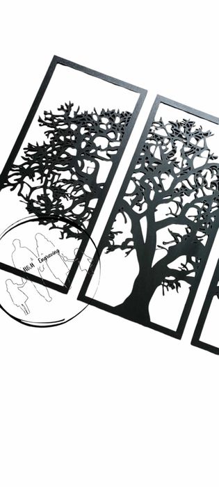 Dekoracja tryptyk drzewo. Obraz drzewo 3w1. baza chrobotek