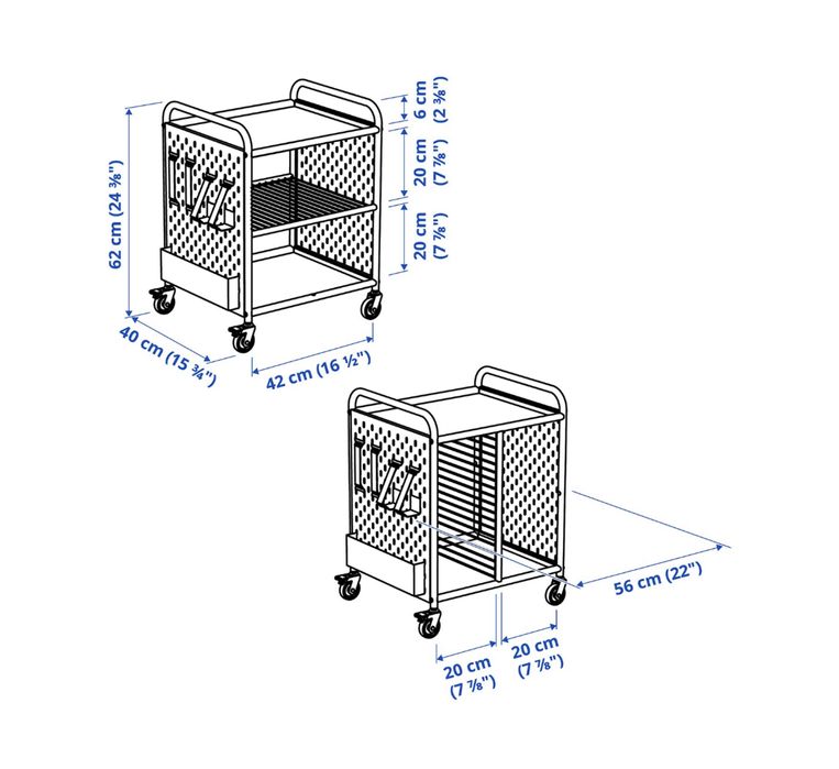 IKEA Brannboll regał na kółkach 56x62cm biały gamingowy narzedzia