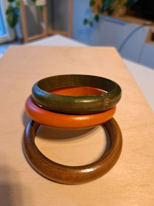 Drewniane bransoletki zestaw 3 sztuk boho retro vintage