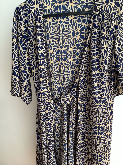 Vestido traçado azul / beje novo