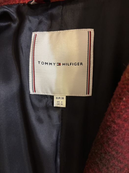 Damski płaszcz w kratę Tommy Hilfiger