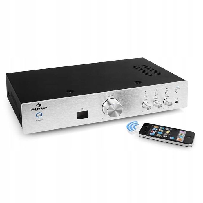 Wzmacniacz Hi-Fi Auna AV2-CD508BT AUX Bluetooth Nowy GWARANCJA srebrny