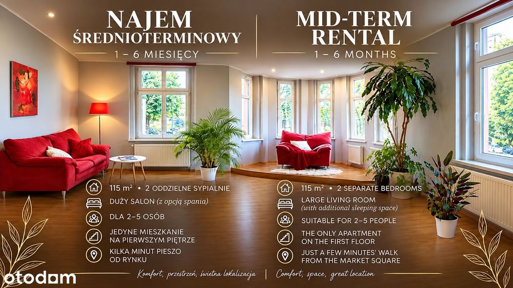 Stylowy Apartament 115m², Najem Średnioterminowy, Ul. Zygmunta Starego
