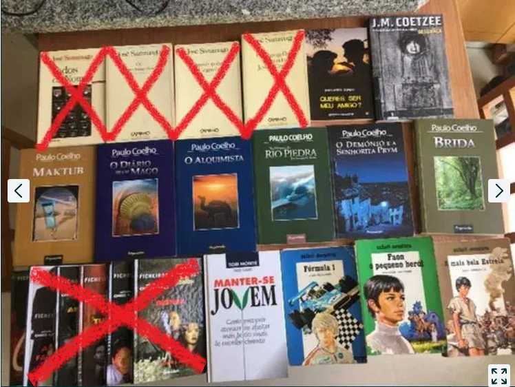Vários livros diversos: Paulo Coelho, José Saramago entre outros