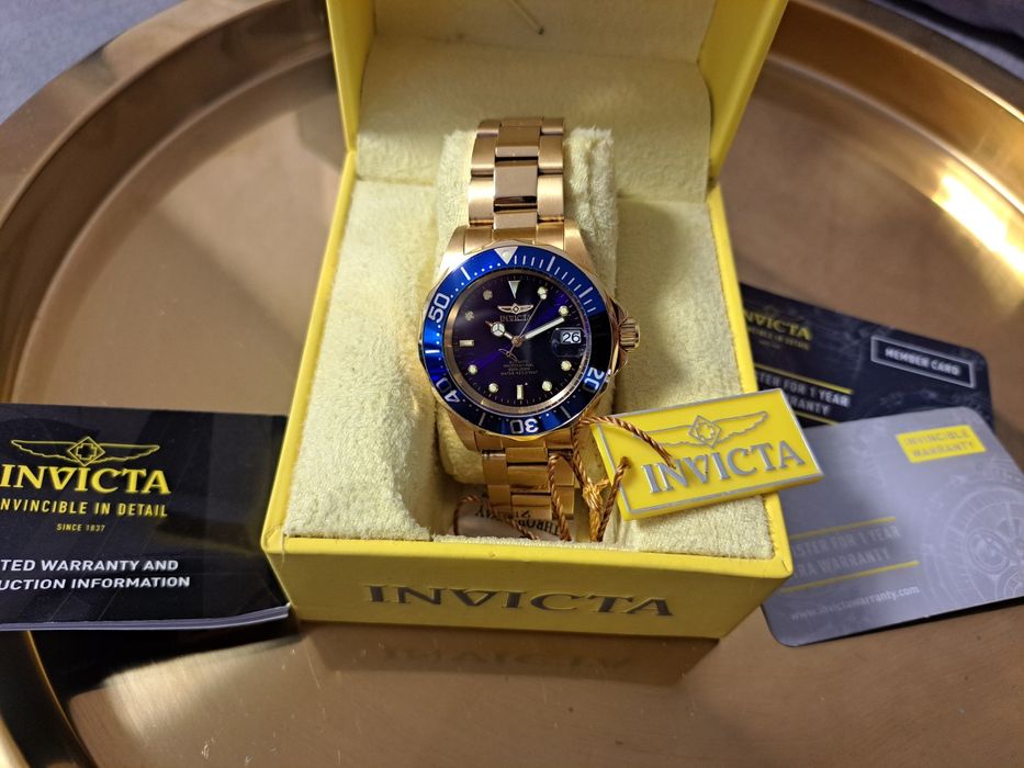 Nowy zegarek mechaniczny invicta złoty bransoleta damski meski