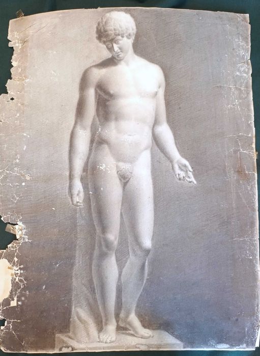 Desenho Académico "Apolo" –  Pintor Romântico José Utrera 1846