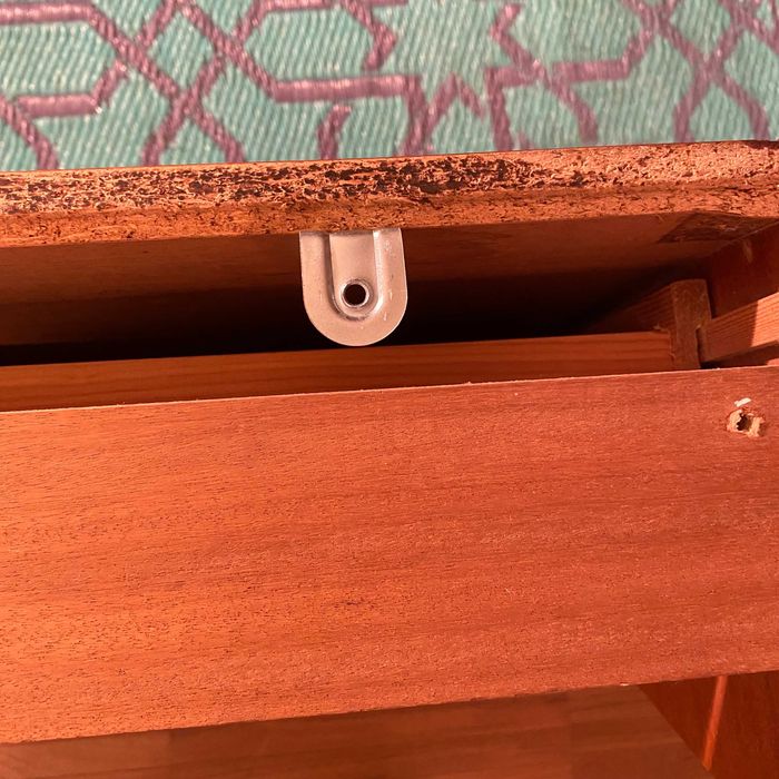 Połka z szufladą teak vintage Skandynawia lata 70