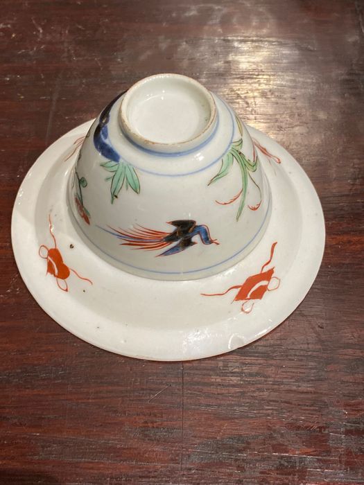 Pires Prato Chávena Porcelana Chinesa Kangxi Imari séc XVIII 11 cm