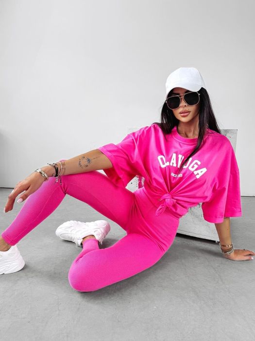 Komplet O la voga roż S, tshirt Rouge, legginsy Belle