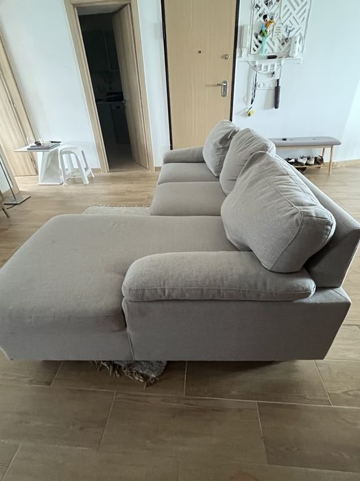 Sofá chaise-longue JYSK cinzento – 3 lugares