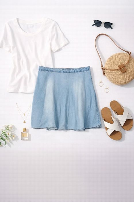 Jasnoniebieska spódnica jeansowa rozkloszowana S 36