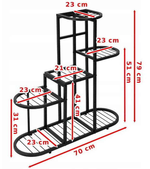 Kwietnik Stojak Metalowy na Kwiaty Dekoracje Loft Industrialny Czarny 79cm