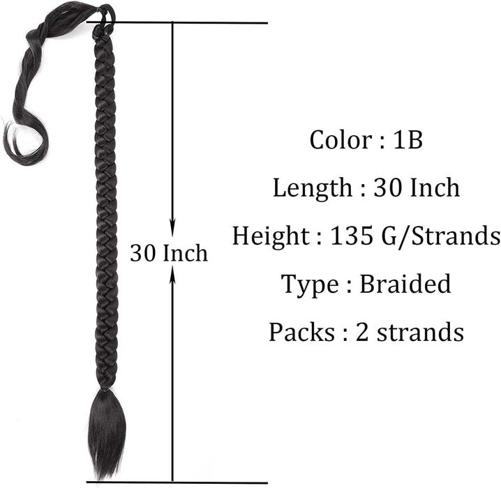 Warkocz pleciony 76cm brązowy kucyk doczepka do włosów BRĄZ