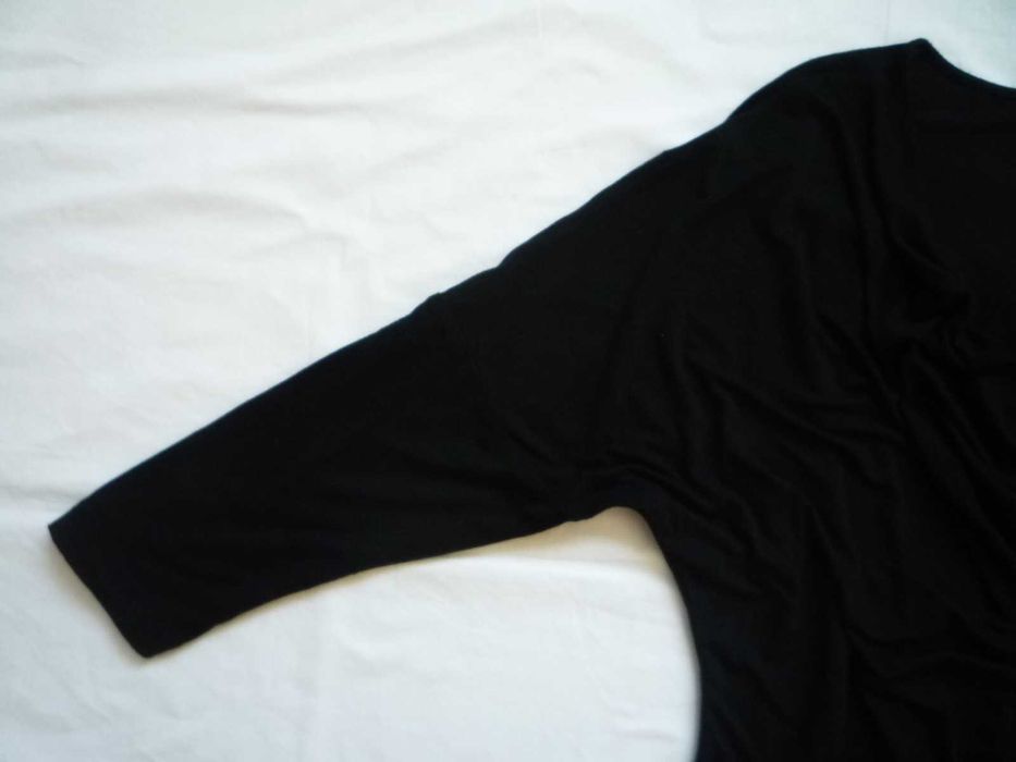 Reserved 40/L Czarna bluzka Oversize Dekolt woda 3/4 rękaw