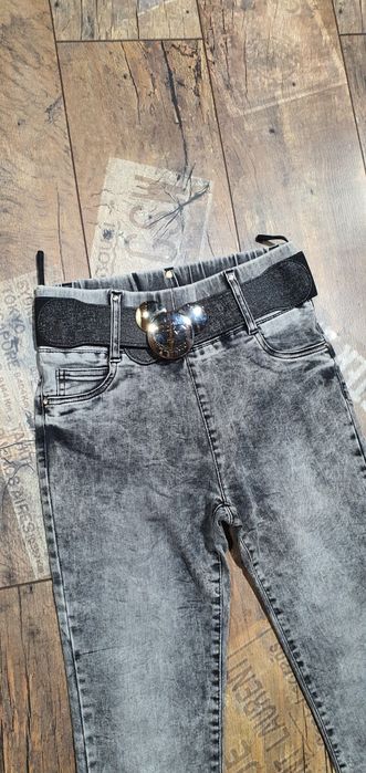 Esperanto jeansy damskie premium wysoki stan pasek mickey mouse S