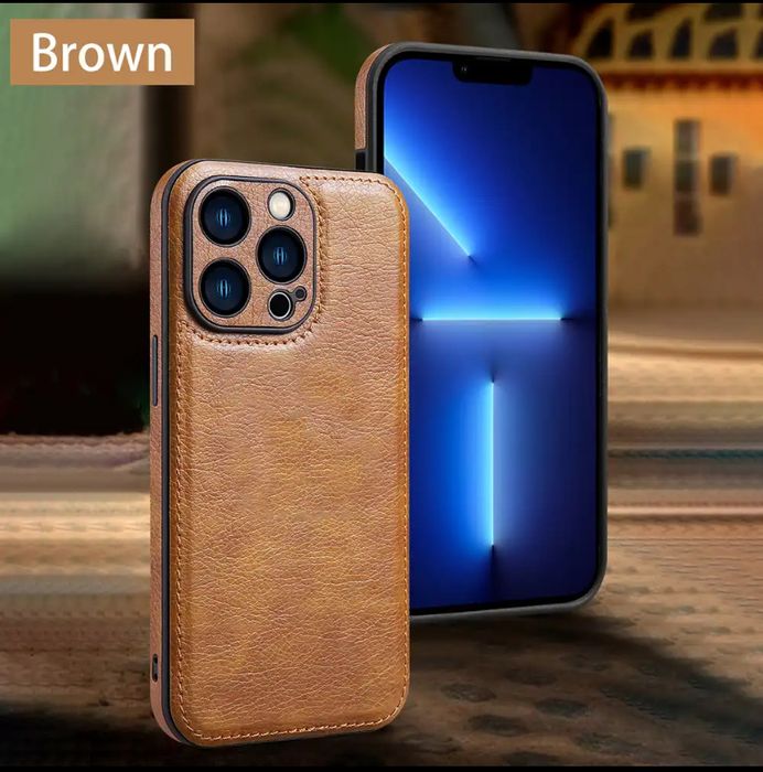 Новий! Шкіряний чохол на Iphone 14 Pro коричневий